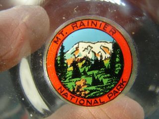 Vintage Miniature Mt.  Rainier National Park Glass Visitor Souvenir Plate LMCA21 2