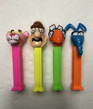 Pink Panther Pez Of 4 - With Aardvark,  Ant & Inspector Clouseau - 1997 Retired