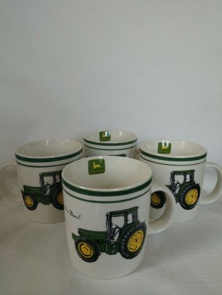 Set Of 4 John Deere Tractor Coffee Mugs Cups,  Gibson,  Country Farm,  Green