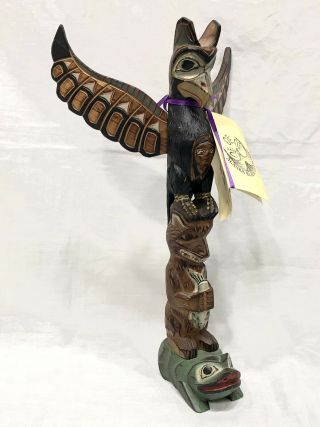 Alaska Black Diamond 12” Totem Pole Figurine The Spirit Of Eagle Signed