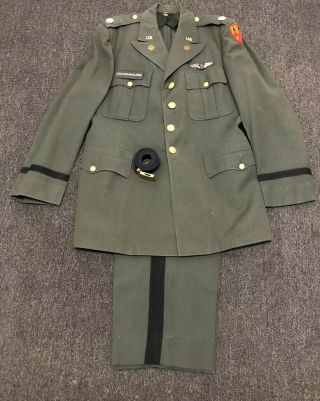 Vintage Us Army Green Dress Uniform Jacket Vietnam Era Maple Leaf Pilot