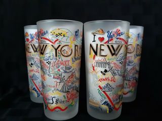 Catstudio 2004 York City Souvenir Frosted Drinking Glasses Set/4 Nos