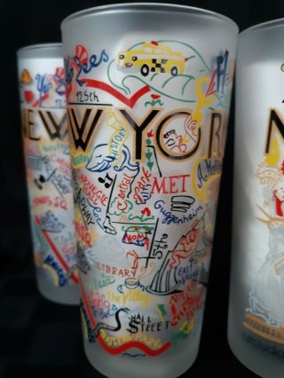 Catstudio 2004 York City Souvenir Frosted Drinking Glasses Set/4 NOS 2
