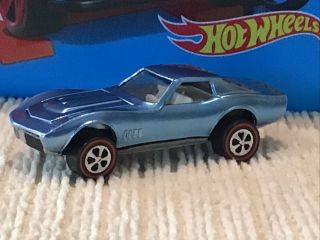 Hot Wheels Redlines 1968 Custom Corvette Light Ice Blue Usa