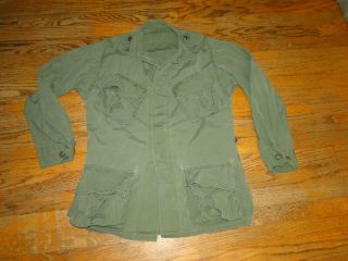 Orig Vietnam Division 2nd Pattern Poplin Jungle Fatigue Shirt Slant Pock M Short