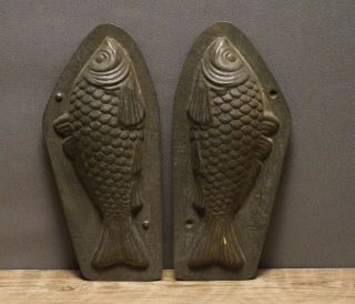 Antique Two Part Chocolate Mold Of A Swimming Fish By Riecke & Co