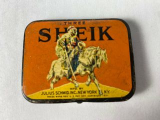 Sheik Condom Tin Vintage 1931 Colorful Desert Graphics Advertising Three Protect