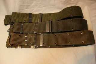 US Military Issue Vietnam Era Nylon OD Green Pistol Belt Brass Buckle Belt Large 2