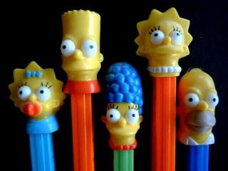 Retired The Simpsons 2000 Pez Dispenser Set Of 5 Homer Bart Marge Lisa Maggie