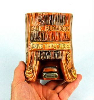 Calif.  Redwood Drive - Thru Tree Vintage Ceramic Souvenir Building Vase Holder