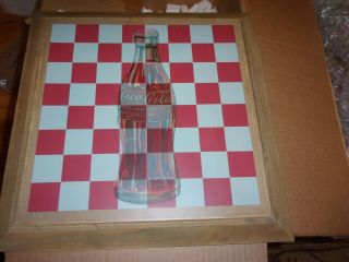 Coca Cola Wood Sign Checker Board With Checkers.  Wall Sign Shabby Look
