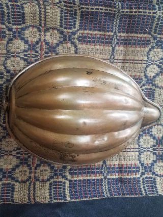 Unique Large French Antique Copper Tin Lined Pumpkin Mold Mould