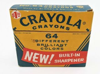 Vintage Crayola Crayons No.  64 Box With Crayons 1958