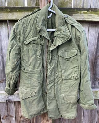 Vintage Vietnam Era Us Army Military M - 65 Field Coat Jacket