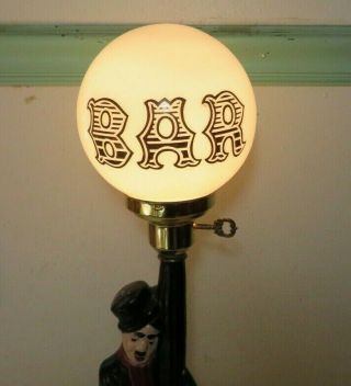 Vintage Charlie Chaplin Bar Lamp Chalkware Hobo Light Drunk Leaning On Lamp Post 3