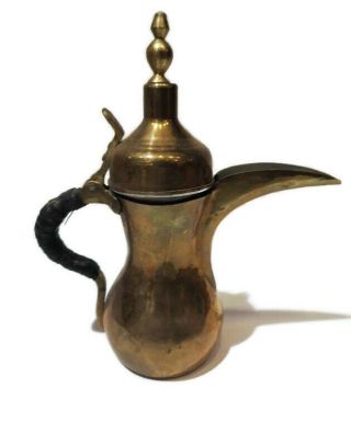 Vintage Brass Bedouin Middle Eastern Arabic Coffee Tea Pot Dallah