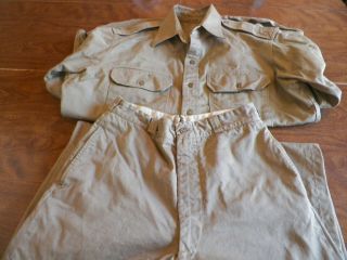 Vietnam Era Us Army Military Cotton Khaki Uniform Shirt And Pants
