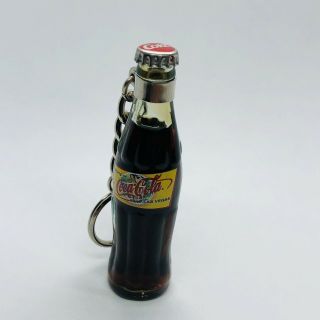 World Of Coca Cola Las Vegas Mini Glass Coke Bottle Souvenir Keychain