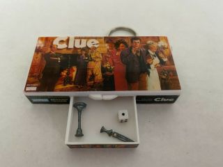Hasbro 1998 Basic Fun Mini Clue Board Game Keychain With Dice And Weapons