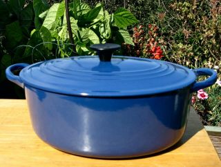 Le Creuset Blue Oval Dutch Oven " C” 2 Quart W/lid