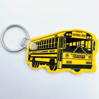 Vintage Saf - T - Liner Thomas Built School Bus Keychain Dealer Advertising Yellow