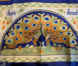 Vintage Harrods Peacock Department Store Hand Towel Made By Ulster In Ireland