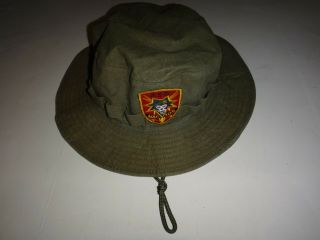 Vietnam War Us 5th Sfg Macv - Sog Assault Group Green Od Boonie Hat W/ Chinstrap