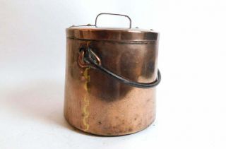 Antique French Hand Crafted Copper Cauldron With Lid 19th Cent.
