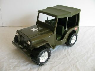 Vintage 1976 - 77 Tonka Toys Green Military Army Jeep W/ Removable Top Vg