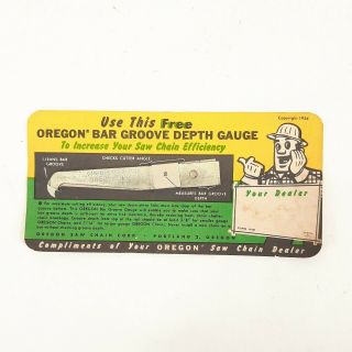 Vintage Nos 1950s Oregon Chainsaw Saw Chain Groove Gauge On Promo Card