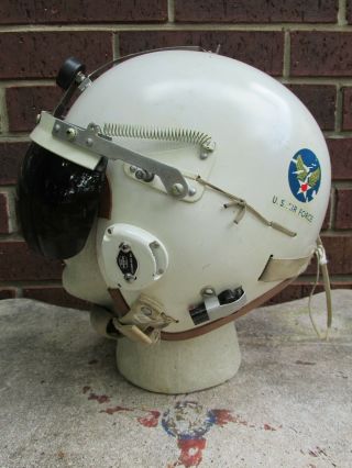 1959 Dtd Usaf Air Force P - 4b Flight Helmet W Decal Visor Liner Electronics Large