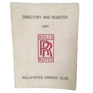 Rolls Royce Owners Club Directory And Register 1969 Book Classic Car