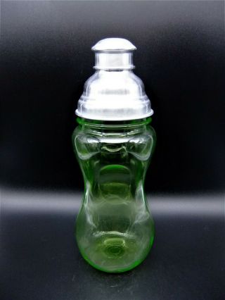 Vintage Uranium Glass Cocktail Shaker Anchor Hocking Baby Bottle Shape