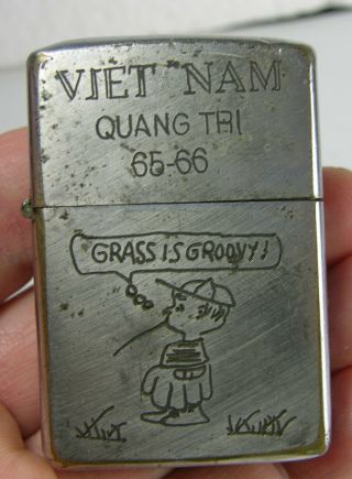 Authentic Vietnam War Zippo Lighter Quang Tri 65 - 66 Don 