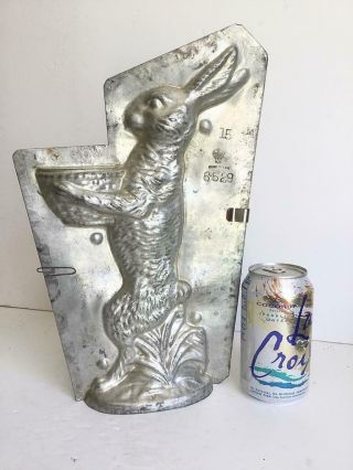Ex Cond Antique Eppelsheimer 6629 13.  5” Rabbit Carrying Basket Chocolate Mold