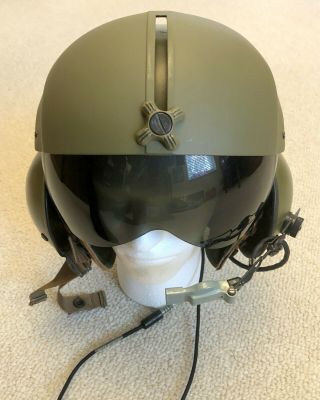 Vietnam War Era Us Army Helicopter Pilot Helmet W Microphone,