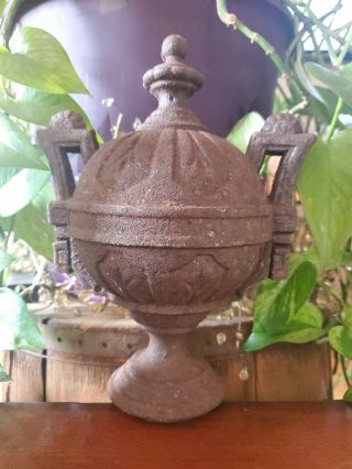 Antique Ornate Cast Iron Finial & Stove Top Cover Urn Style Patina