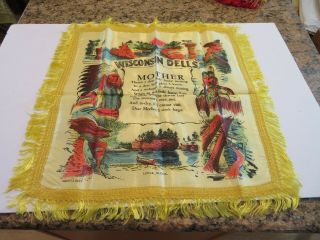 Vintage Satin Souvenir Pillow Cover - Mother Verse - Wisconsin Dells,  (wis) - Lovely