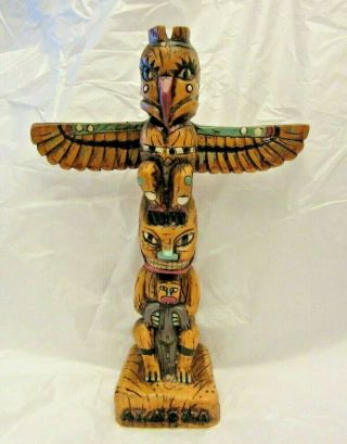Vintage Alaska Tribal Totem Pole Figure Figurine Resin