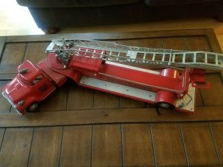 Vintage Red Tonka Toys No.  5 Aerial Hook And Ladder Fire Truck
