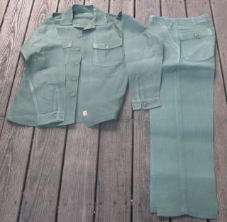 Vietnam Era Us Marine Corps Usmc Cotton Sateen Utility Shirt & Trousers Medium