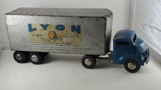 Vintage Smith Miller Lyon Van Line Truck &trailer 1950s Toy