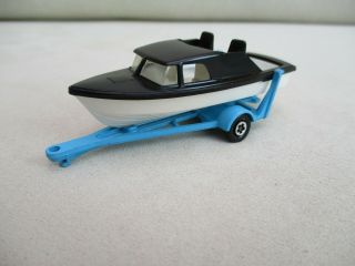 Matchbox Lesney Superfast Boat & Trailer Cabin Cruiser Black 9 Tp Issue