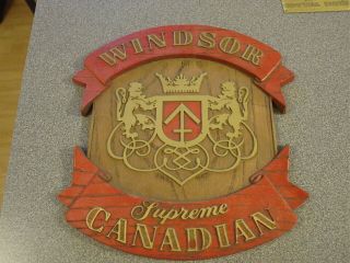 Vintage Windsor Supreme Canadian Whiskey Coat Of Arms Bar Sign Door Raised