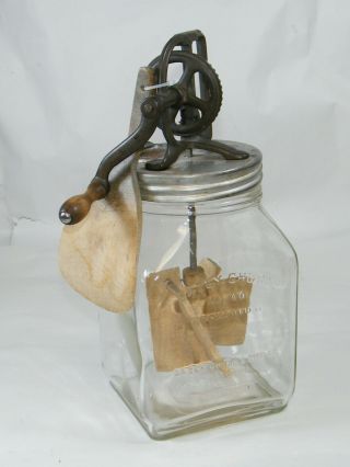 Vintage Dazey Butter Churn No 40 Patented Feb 14 1922 Glass / Wood Paddle