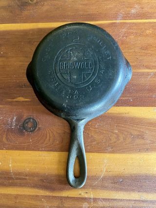 Lat Antique Griswold No.  2 Cast Iron Skillet - Erie,  Pa 703 - Sits Flat Rare