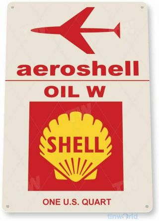 Aeroshell Oil Gas Sign Garage Auto Shop Mechanic Dealer Tin Metal Decor Sign