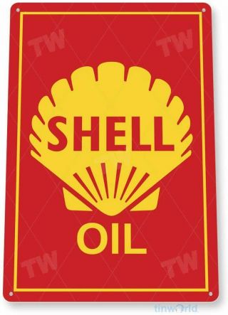 Shell Motor Oil Sign Garage Auto Shop Mechanic Dealer Tin Metal Decor Sign