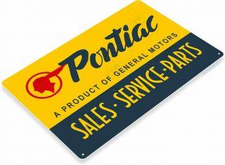 Pontiac Service Sign Garage Auto Shop Mechanic Dealer Tin Metal Decor Sign