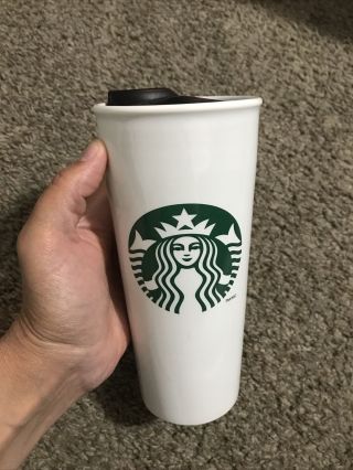 2014 Starbucks 16 Oz.  Coffee Mug Cup White Ceramic Travel Mermaid Tumbler